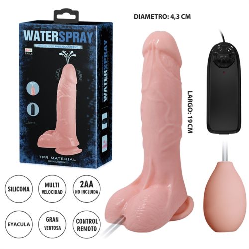 DILDO CON SOPAPA, VIBRACIÓN Y SPRAY LÍQUIDO