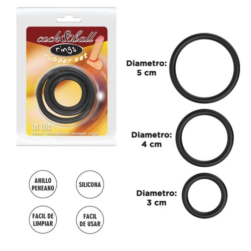 KIT 3 ANILLOS DE GOMA PARA EL PENE