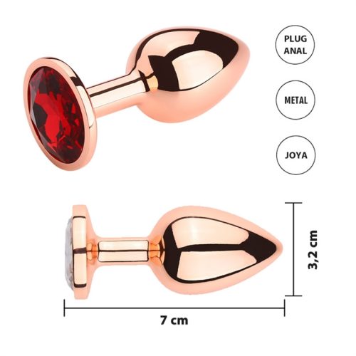 JOYA ANAL SMALL COLOR GOLD ROSADO GEMA ROJA
